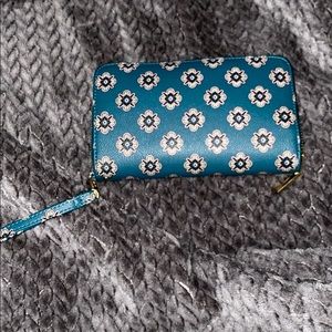 Blue flower wrist wallet. Hardly used!